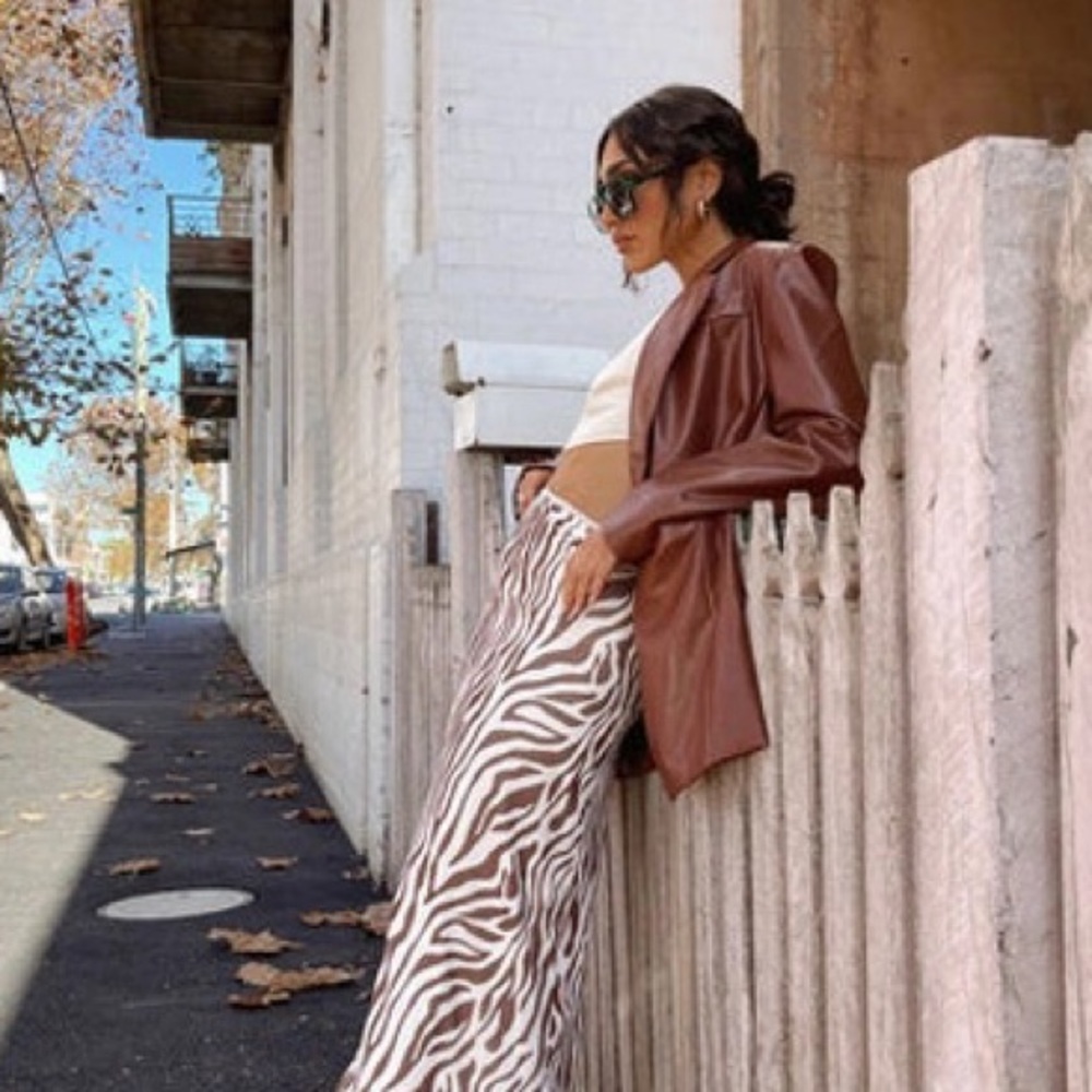 Chestnut vegan leather blazer